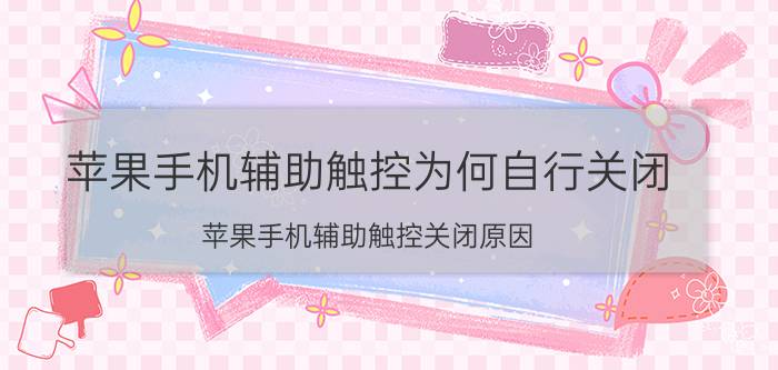 苹果手机辅助触控为何自行关闭 苹果手机辅助触控关闭原因